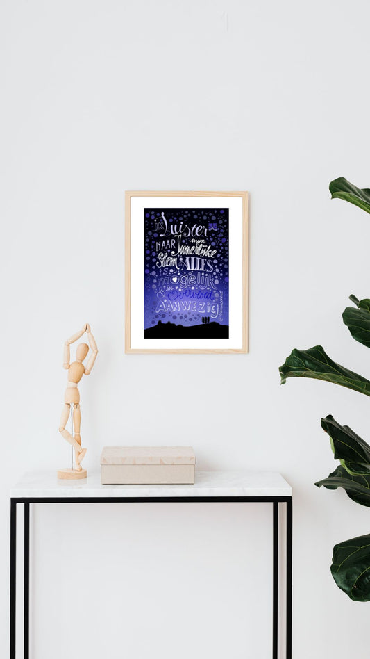 Art Print: Blauwe Nacht affirmatie
