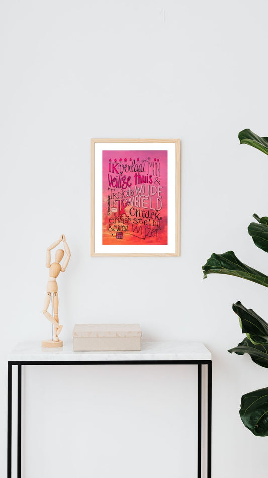 Art Print: Rode Hemel wandelaar affirmatie