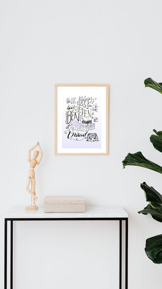 Art Print: Witte Hond affirmatie